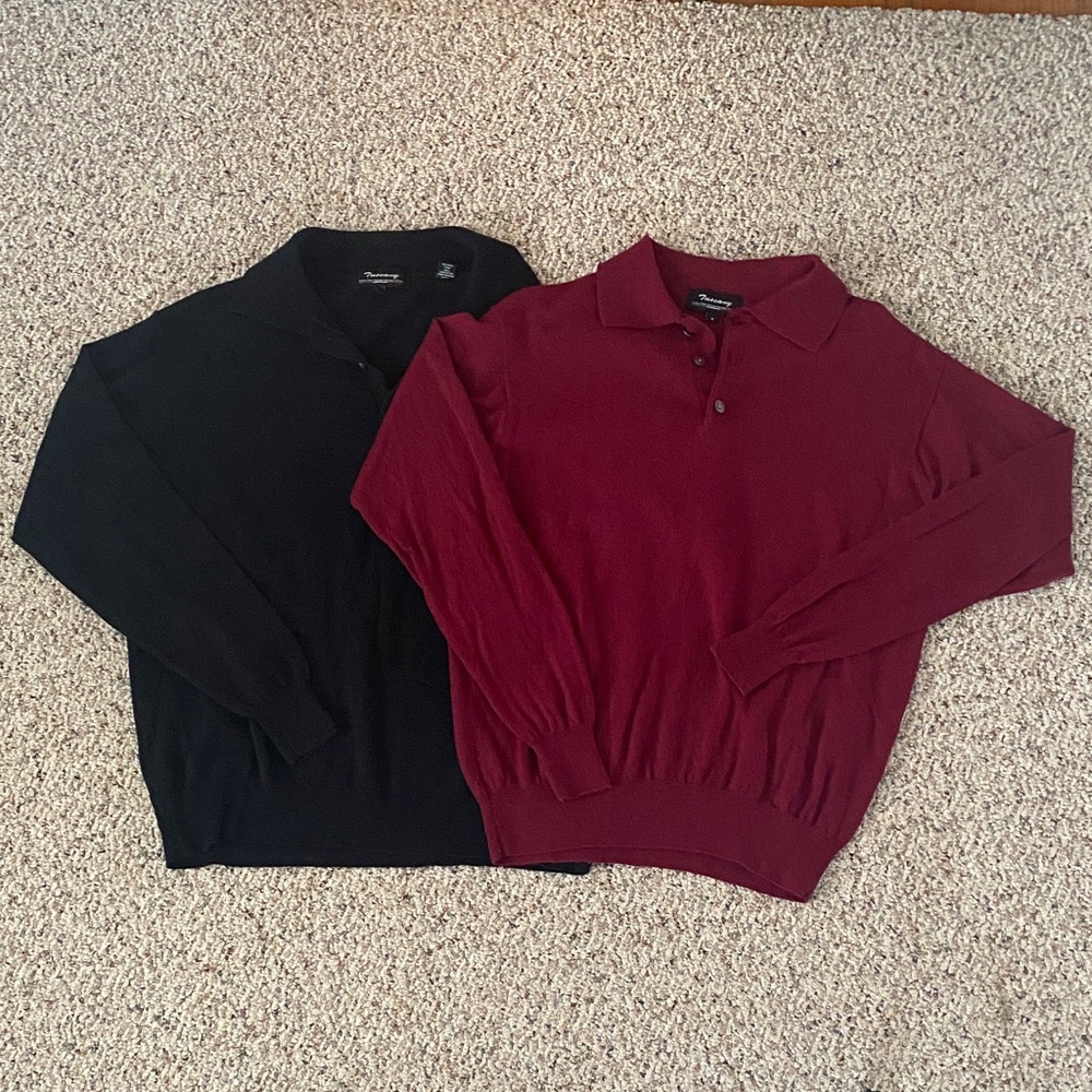 Tuscany 100% Fine Merino Italian Wool Bundle of Black and Maroon Men’s Sweaters